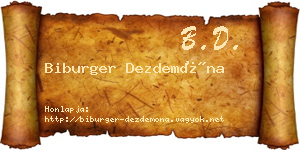 Biburger Dezdemóna névjegykártya